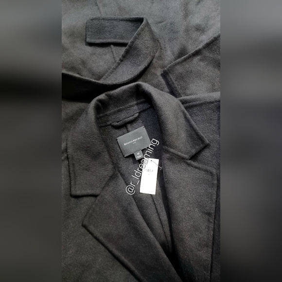 NWT Black Double Face Tie-Waist Coat Size M By Banana Republic Factory - Picture 4 of 7